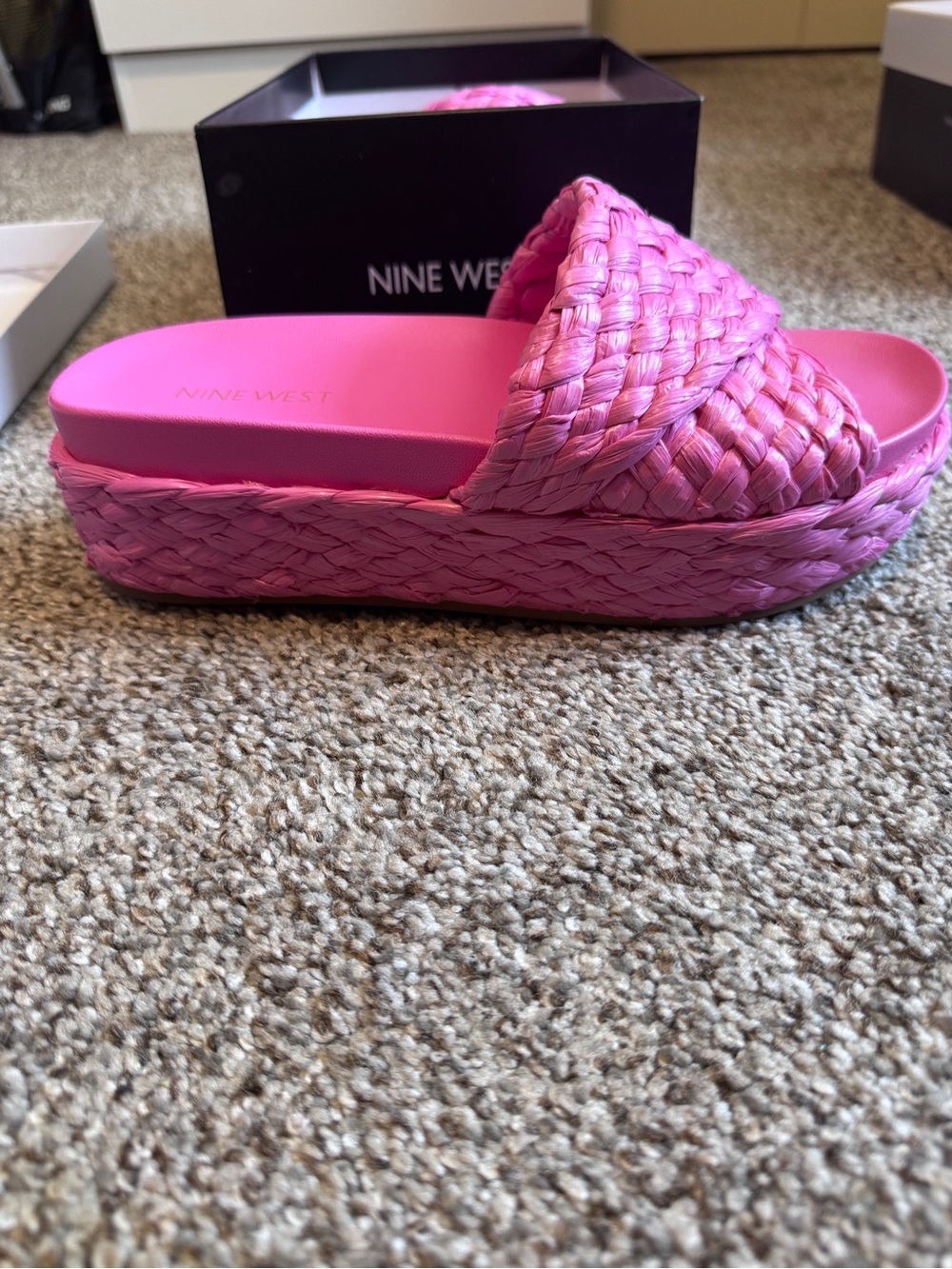 Nine West Hot Pink Braided Platform Slide